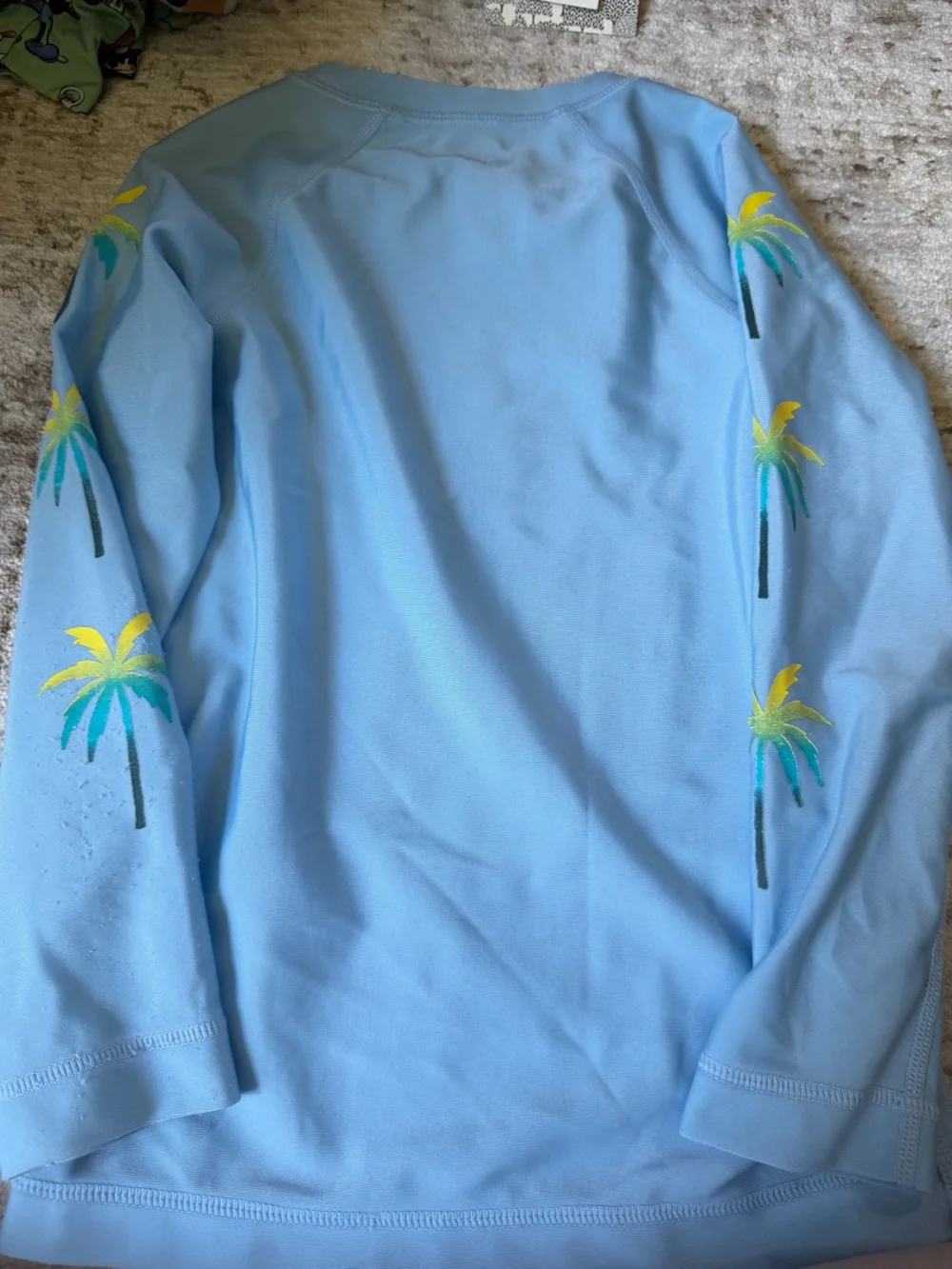 4T - Tea Collection Light Blue Rashguard Top with Tropical Palm Print